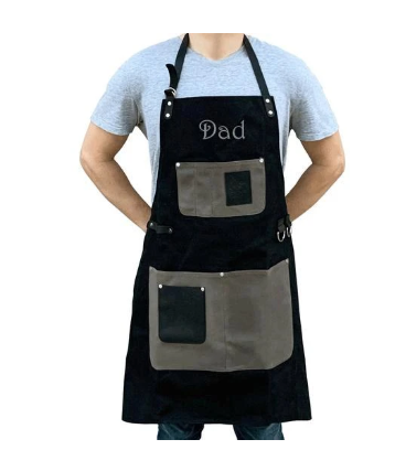 Personalized Christmas gifts for men with an embroidered BBQ apron, utility apron and packable windbreaker